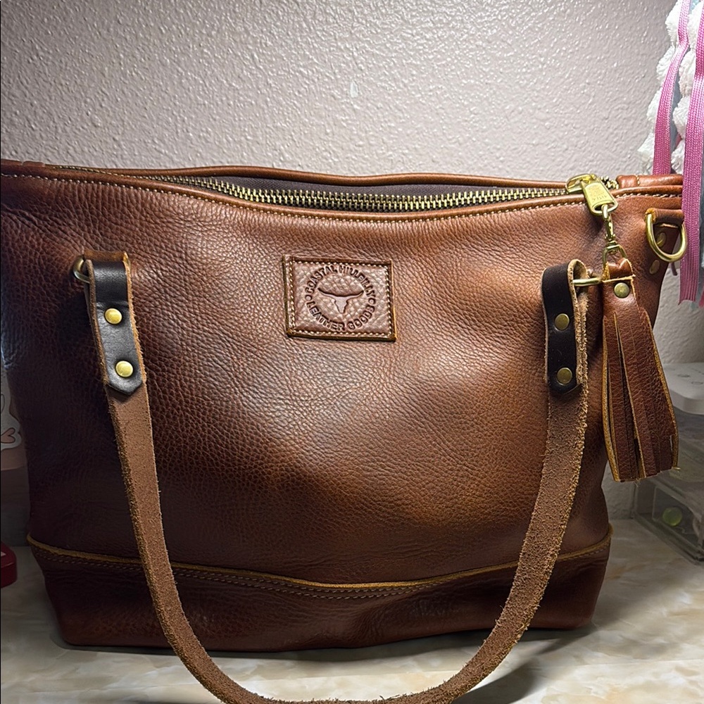 Genuine, leather tote bag custom-made
